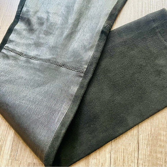 Vince. Black Leather and Suede Leggings Medium - Picture 2 of 7